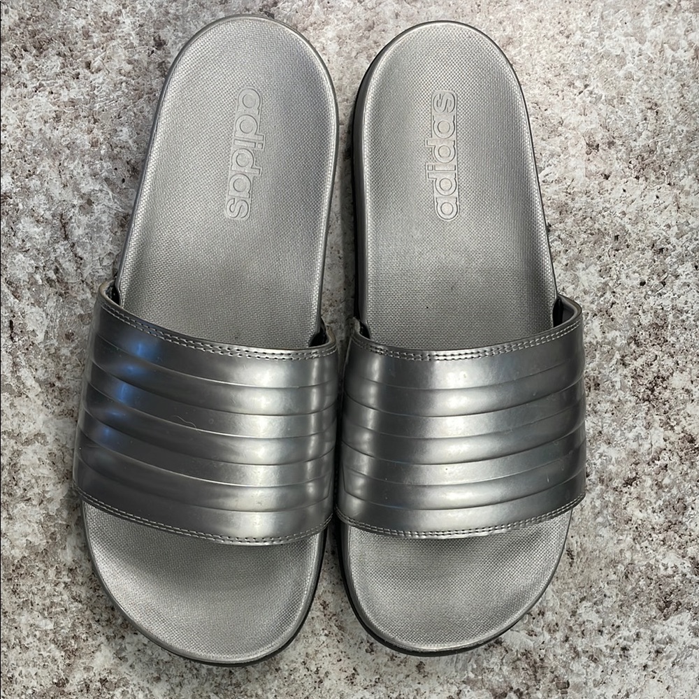 Adidas Silver Slide Sandals
